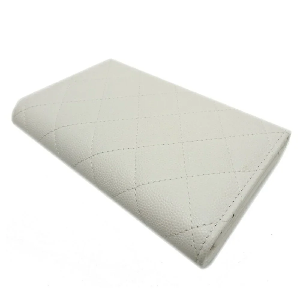 CHANEL White Caviar Leather Wallet